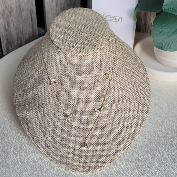 zeyzey Jewelry - ZEYZEY 18k gold plated sterling silver butterfly necklace 16" + 2"